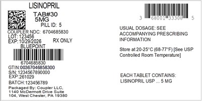 Label (68001 333 08 Lisinopril 5mg 67046 858 30)